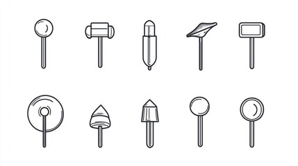 Ten simple tool icons; white background; graphic design; website use