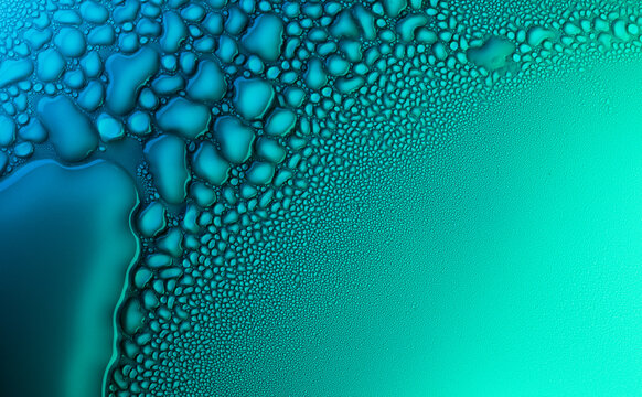 Abstract wallpaper, colorful water drops background. Water drops close up. Abstract Blue and green background of waterdrops, droplets. Art design. The real photo, top view 
