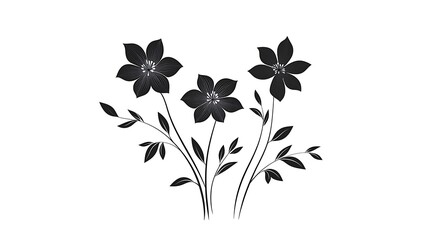 Obraz premium Stylized black clematis flower branch vector artwork high resolution image
