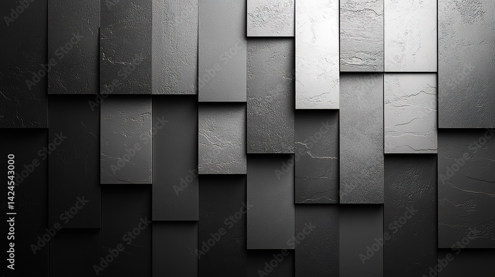 Poster abstract geometric pattern of dark gray rectangles. textured blocks create a modern design