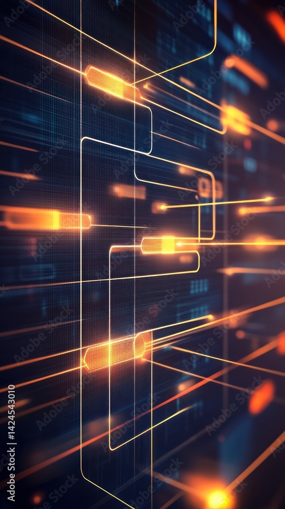 Poster abstract digital network: futuristic data flow visualization