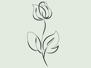 Elegant Single Line Drawing of a Rose Flower © Farzana
