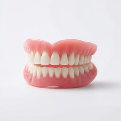 Obraz premium Complete set of dentures displayed on white background
