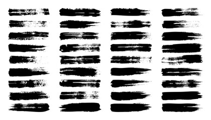Grunge brush strokes, lines, ink smudges, hand-drawn scribble shapes. Handmade sketchy marks, acrylic stains, charcoal streaks. Paint textures, dry brush effect. Marker underline. Vector illustration