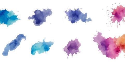 watercolor vector stains colors splash collection. Set of watercolor brush strokes