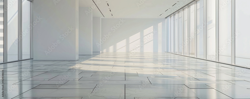 Aufkleber Wide open office space with sunlight shining through the windows