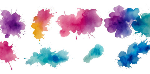 Set of colorful abstract watercolor splash brush strokes vector background. Colors watercolor paint stains vector texture background.