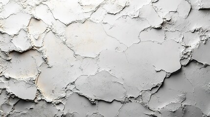 Cracked White Plaster Surface with Rough Edges and Subtle Shadow