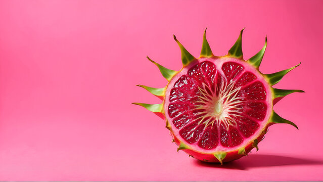 pink dragon fruit on pink background, Generative AI - Powered by Adobe