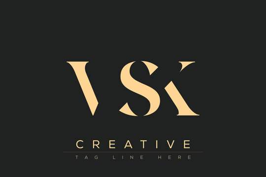 VSK abstract letter logo design. This logo is designed by three abstract letters.
