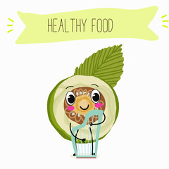 Dillenia indica, elephant apple. Natural vitamin antioxidant detox food collection. Vector hand drawn illistration.