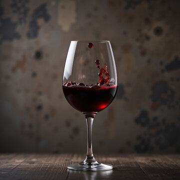 Red wine pours into a tall glass