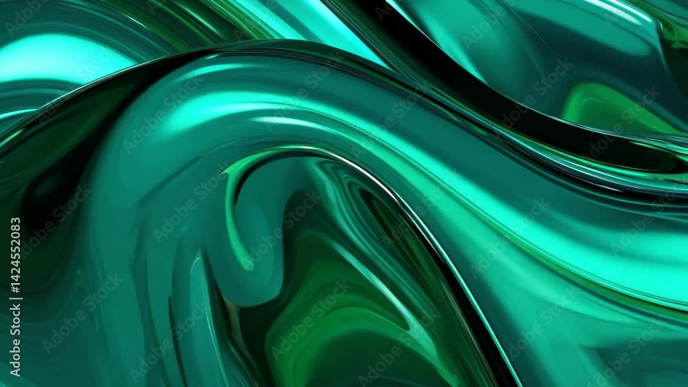 Aufkleber seamless animated vibrant metallic background with liquid emerald gradient and looped fluid design