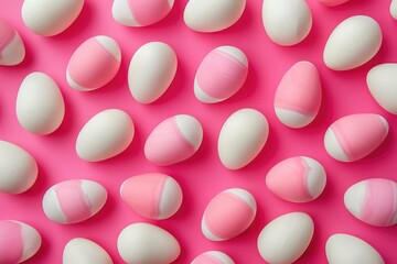 Pastel Pink and White Eggs on Pink Background Pattern