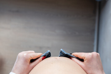 Pregnant woman's belly seen from above