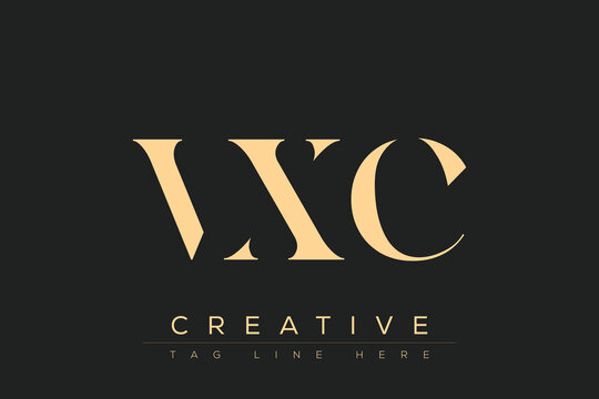 VXC abstract letter logo design. This logo is designed by three abstract letters.