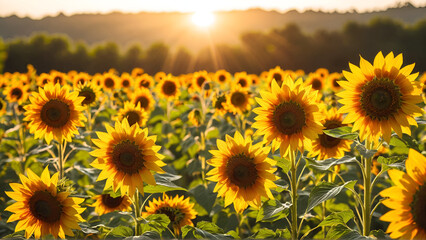 Obraz premium sunflower in the garden under sunlight, Generative AI
