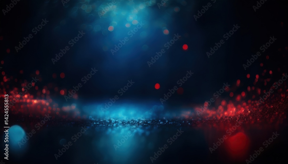 Poster glowing red and blue bokeh lights abstract texture for halloween web design, print media, branding, 