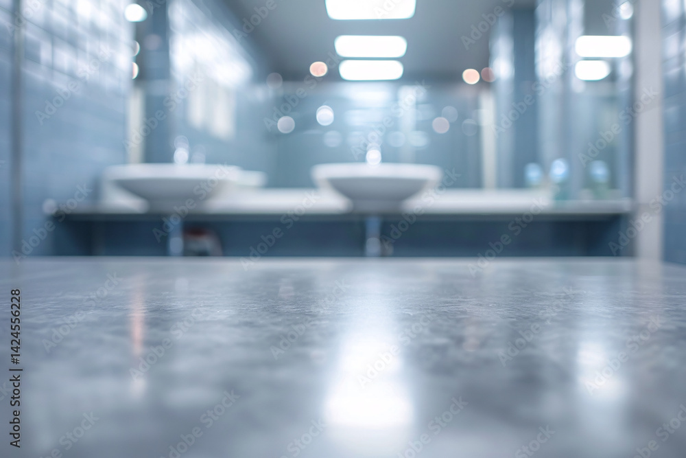 Poster presenting a clean and modern bathroom design with a focus on an empty surface