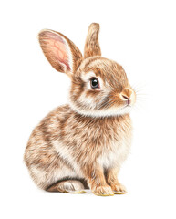 Obraz premium Adorable fluffy bunny with big ears in profile view, cut out - stock png.
