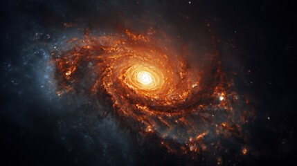 Obraz premium Fiery Spiral Galaxy Cosmic Background Nebula Space Astronomy