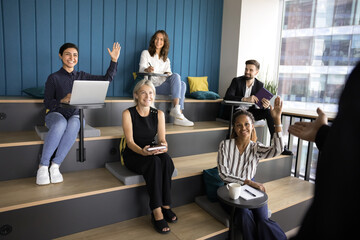 Your question please. Business trainer mentor presenter propose diverse corporate employees...