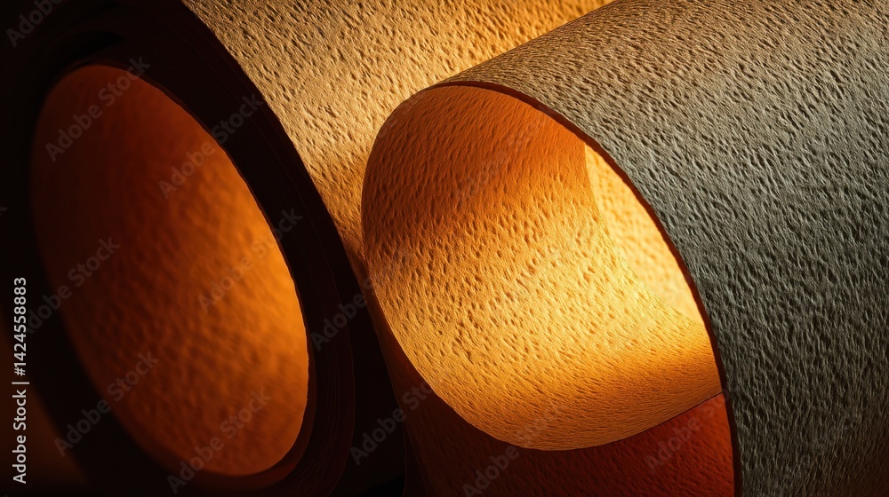 Poster abstract texture background rolled paper with warm golden light illumination a close up shot of text