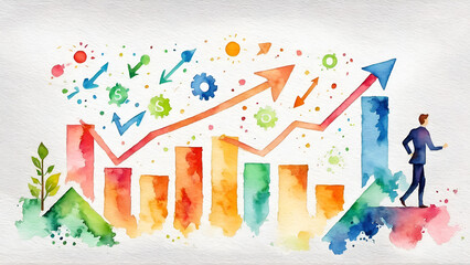 Fototapeta premium colorful vector illusion of business bar graph, Generative AI
