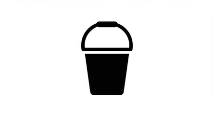 Simple Black Bucket Icon on White.