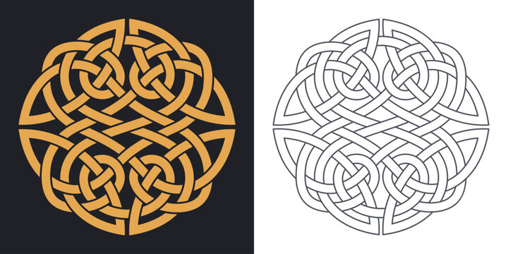 Celtic circular knot. Geometric decorative ornament design.