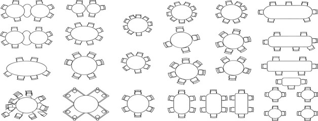 Office Furniture elements top view vector set. Kit for plan of office, house, apartment, workspace. Collection of Interior icon. Table, chair, sofa, plant. Symbol for interior design,