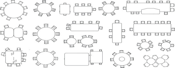 Office Furniture elements top view vector set. Kit for plan of office, house, apartment, workspace. Collection of Interior icon. Table, chair, sofa, plant. Symbol for interior design,