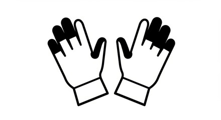 Obraz premium Gloves with darkened fingertips, palms up, outlined in minimalist black and white.