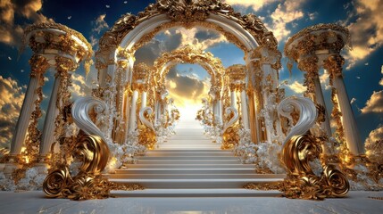 Golden Gateway to Paradise: Stairway to Heaven Concept