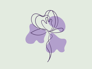 Abstract Purple Flower Line Art Minimalist Botanical Illustration
