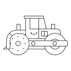 Adobe Illustrator ArtwBlack and White Road Roller Illustration – Preschool Coloring Pageork