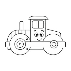 Adobe Illustrator ArtwBlack and White Road Roller Illustration – Preschool Coloring Pageork