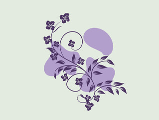 Elegant Purple Floral Design with Abstract Shapes