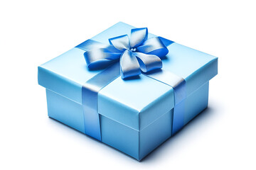 Obraz premium A Light Blue Gift Box with a Blue Ribbon a Present of Joy and Celebration