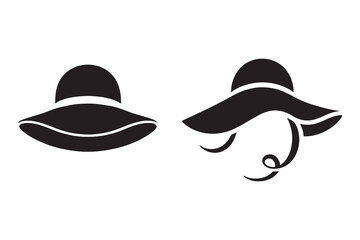 Stylish woman hat silhouette with white background