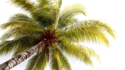 Fototapeta premium Majestic Palm Tree: Lush Fronds Against a Bright Sky