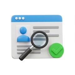 Profile with magnifying glass isolated on transparent background
