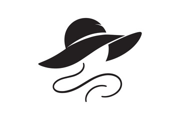 Stylish woman hat silhouette with white background