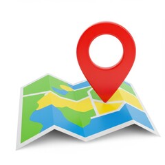 Red pin on map illustration isolated on transparent background
