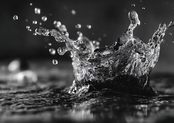 Water Splash Close-up Dark Background