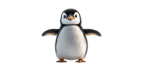 Obraz premium Cute Cartoon Penguin Character. Adorable Animal For Children'S Media And Merchandise Isolated On Transparent Background