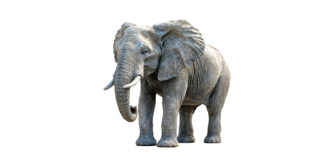 Fototapeta premium Elephant Standing. Symbol Of Strength And Wildlife Conservation Isolated On Transparent Background