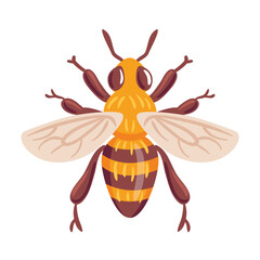 A vibrant vector illustration of a bee, featuring detailed wings and a fuzzy body, symbolizing nature s harmony and the essential role of pollinators.
