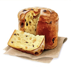 Easter Panettone or Kulich Bread Vector Illustration with Raisins and Candied Fruit