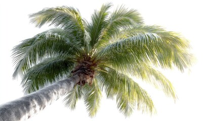 Serene Coconut Palm: Lush Fronds Against a Bright Sky